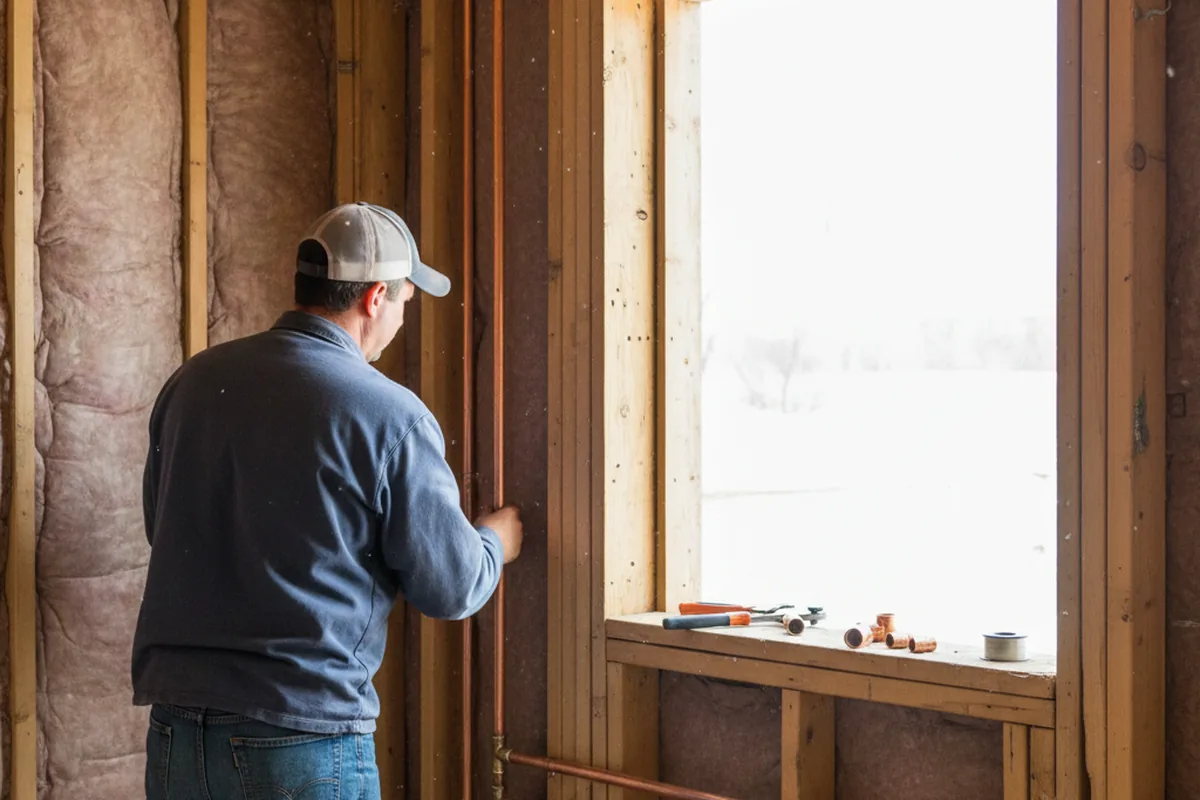 Licensed plumber running new copper supply lines in a New Windsor home