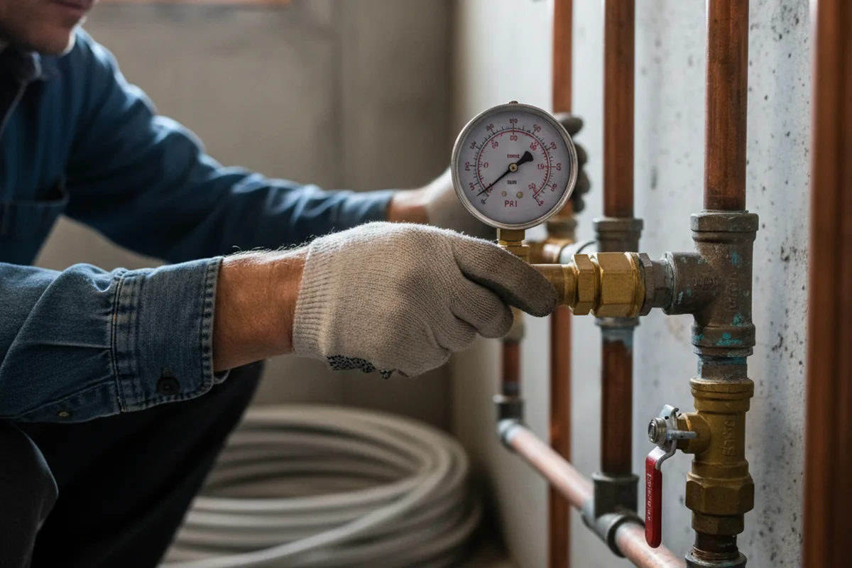Pressure testing a repaired line during Water Line Repair in New Windsor
